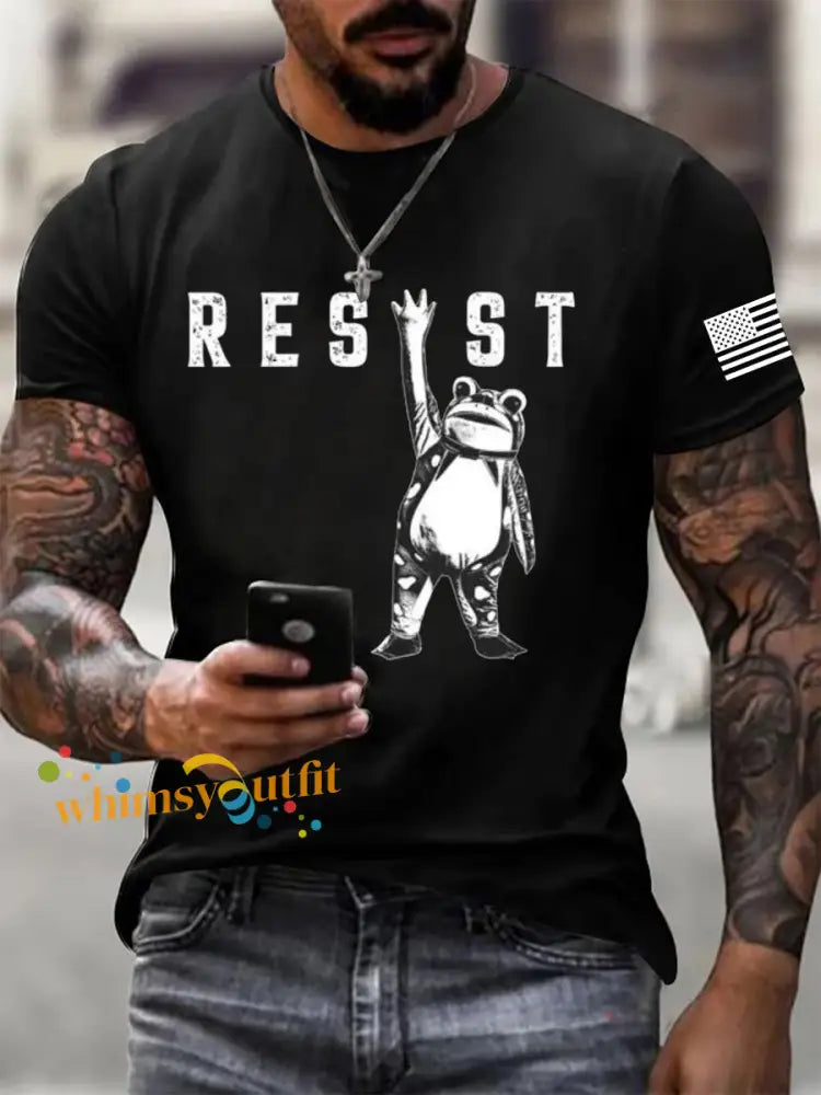 Men’s Resist Frog Printed T-shirt Black / S
