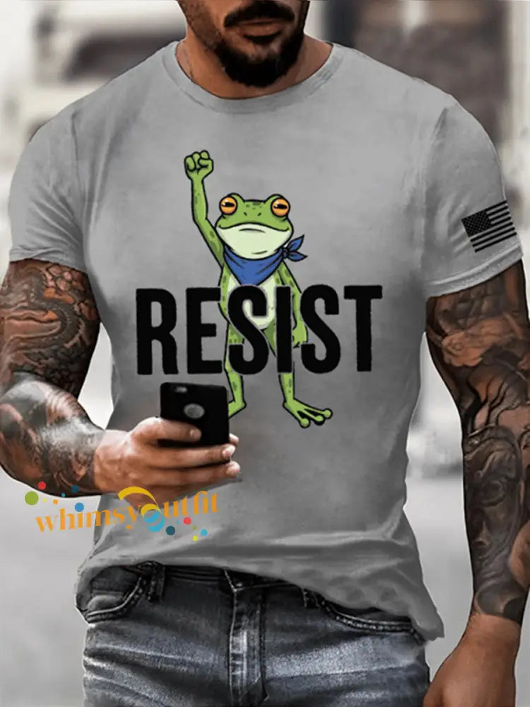 Men’s Resist Frog Short-sleeved T-shirt Light Gray / S