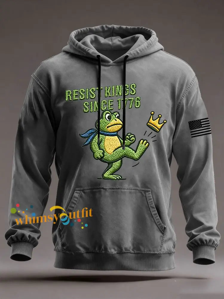 Men’s Resist Kings Since 1776 Oversized Drop-Shoulder Hoodie With Pockets Gray / S