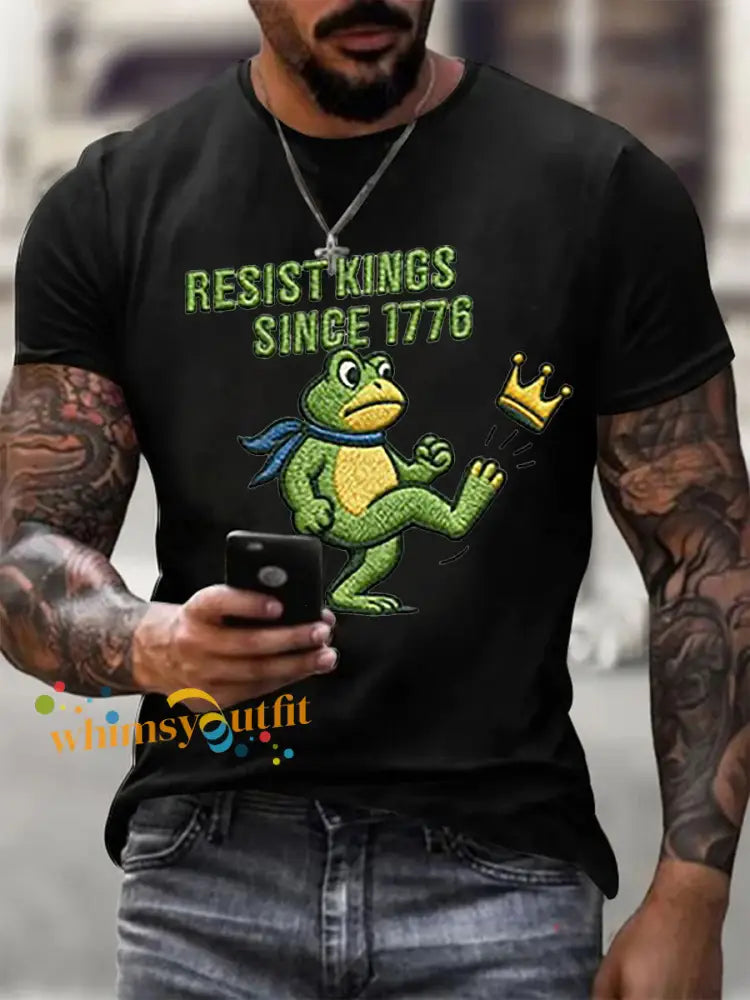 Men’s Resist Kings Since 1776 Short-sleeved T-shirt Black / S