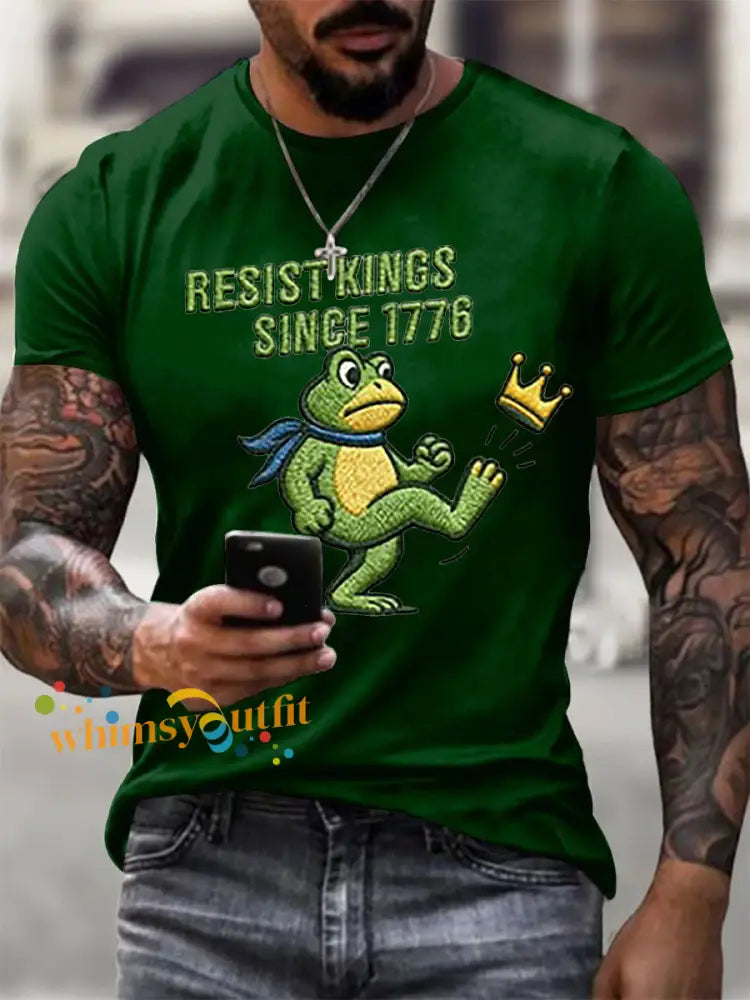Men’s Resist Kings Since 1776 Short-sleeved T-shirt Dark Green / S