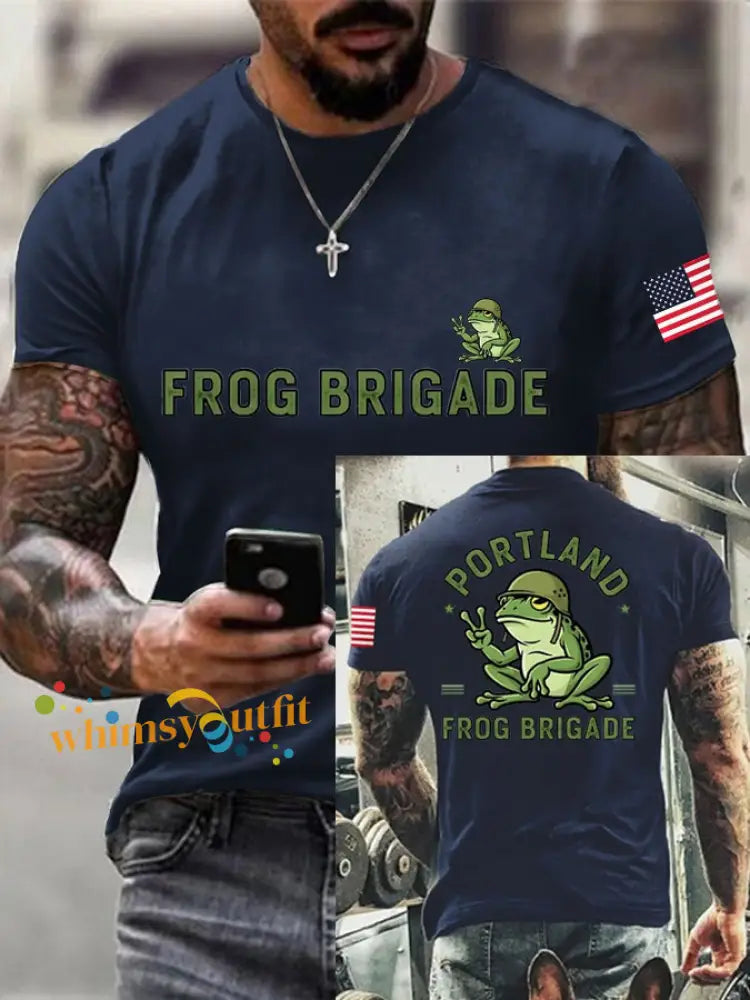 Men’s Resist Portland Frog Cotton Short-Sleeved T-shirt Navy Blue / S