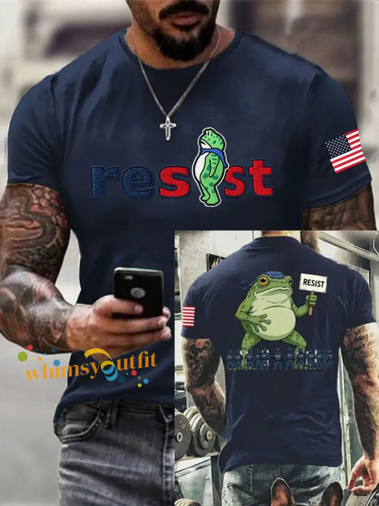 Men’s Resist Portland Frog Cotton Short-Sleeved T-shirt Navy Blue / S