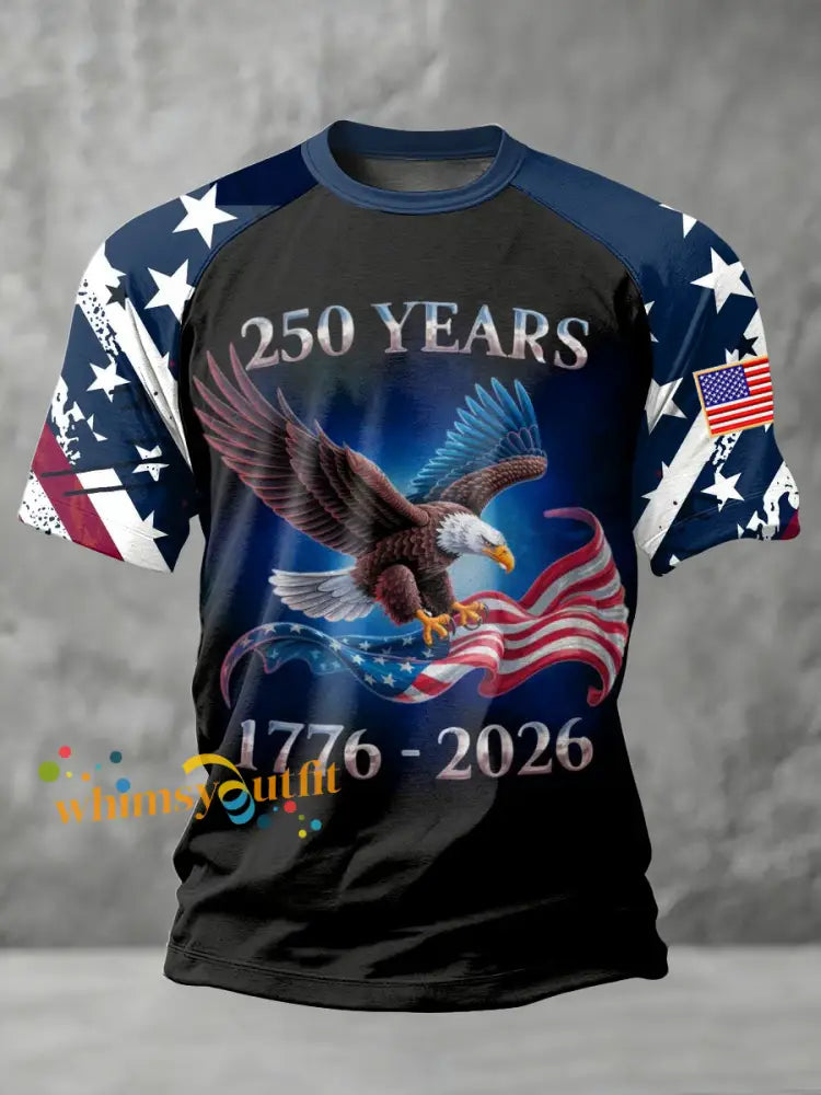 Men’s Retro American 250th Anniversary Printed T-shirt As picture / S