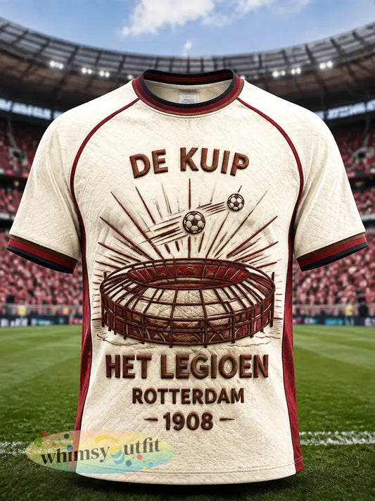 Men’s Retro Eredivisie Feyenoord Rotterdam Printed Casual T-shirt - Beige / S