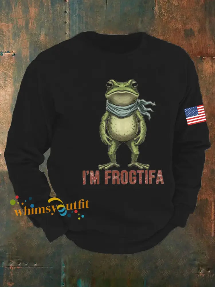Men’s Retro Resist Frog Crew Neck Sweatshirt Black / S