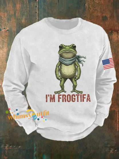 Men’s Retro Resist Frog Crew Neck Sweatshirt White / S