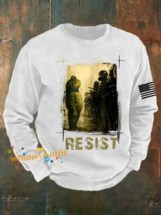 Men’s Retro Resist Frog Crew Neck Sweatshirt White / S