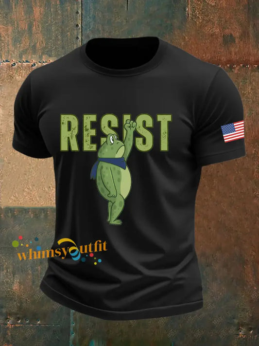 Men’s Retro Resist Frog Printed T-shirt Black / S