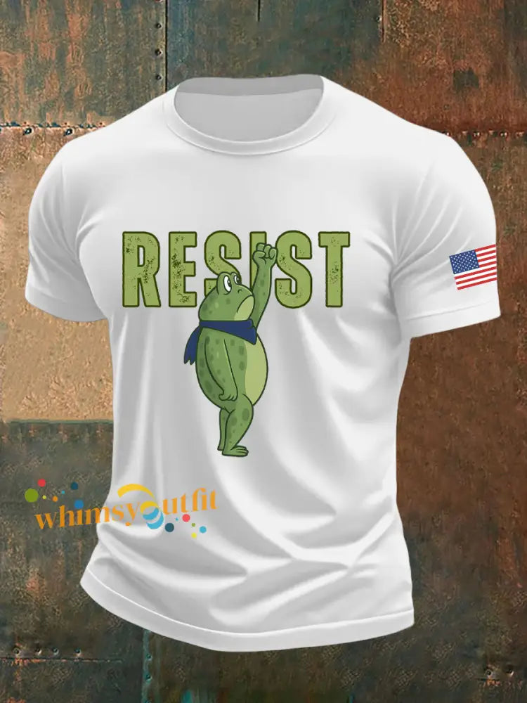 Men’s Retro Resist Frog Printed T-shirt White / S