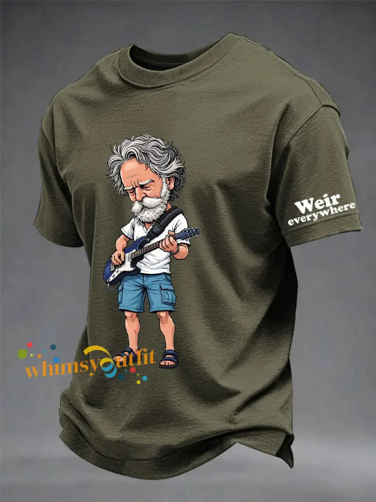 Men’s RIP Bob Weir Weir Everywhere Short-sleeved T-shirt Army Green / S