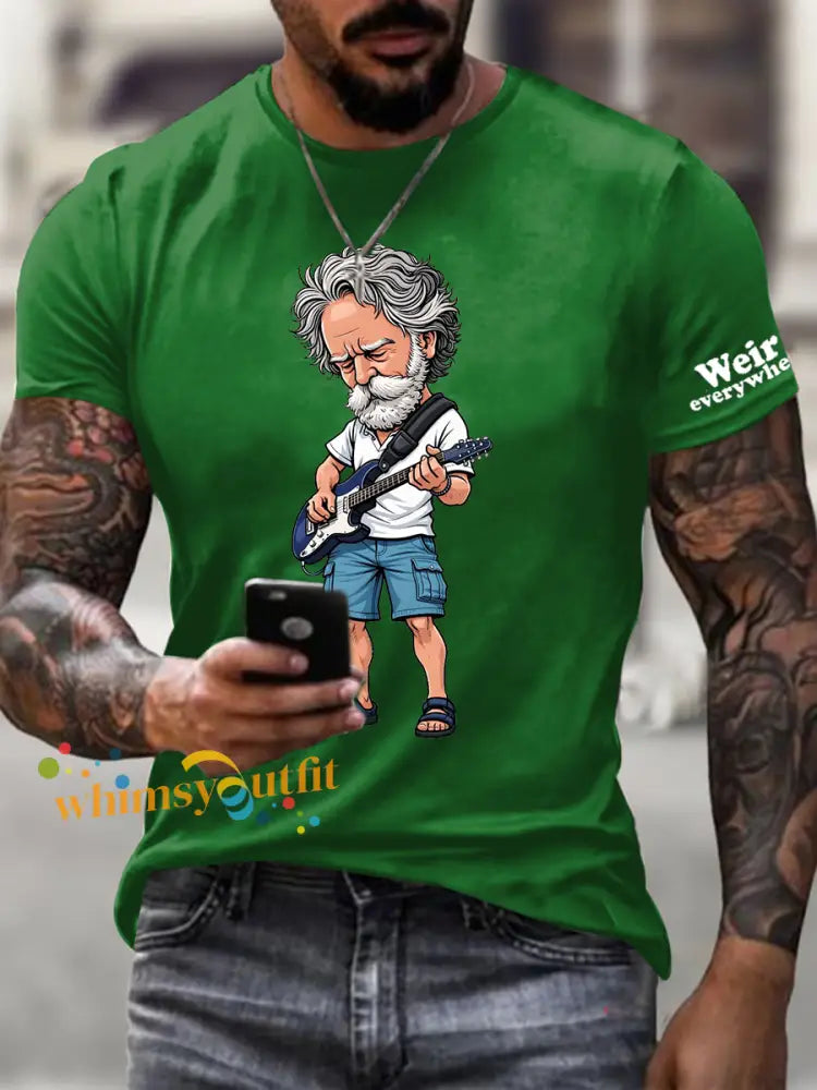 Men’s RIP Bob Weir Weir Everywhere Short-sleeved T-shirt Green / S