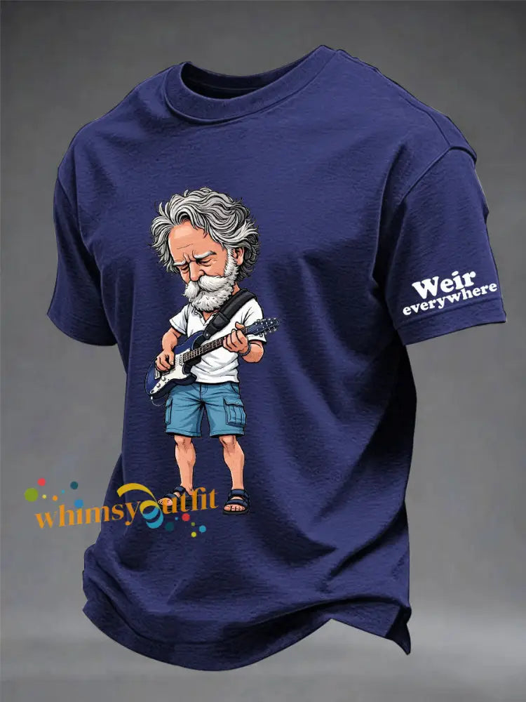 Men’s RIP Bob Weir Weir Everywhere Short-sleeved T-shirt Navy Blue / S