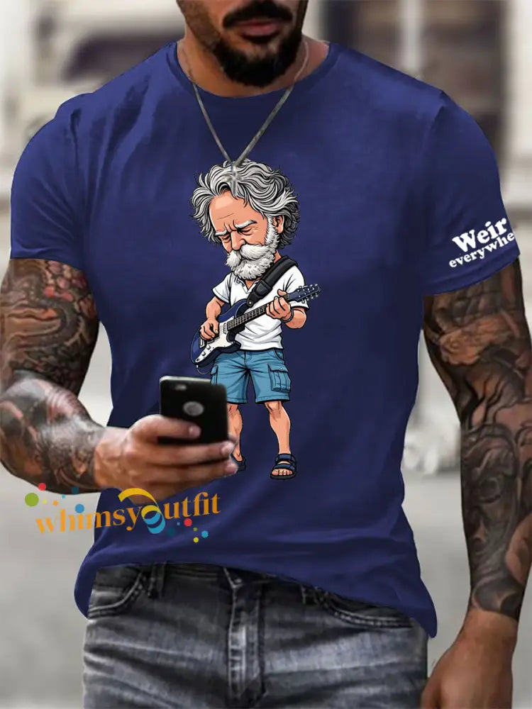 Men’s RIP Bob Weir Weir Everywhere Short-sleeved T-shirt Navy Blue / S