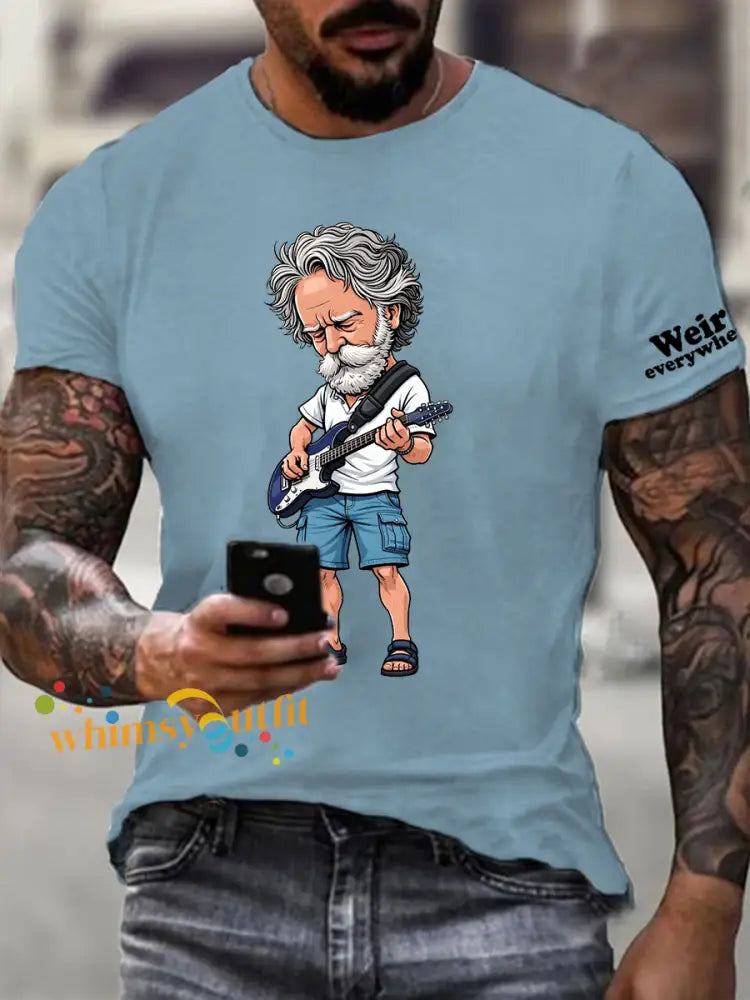 Men’s RIP Bob Weir Weir Everywhere Short-sleeved T-shirt Sky Blue / S