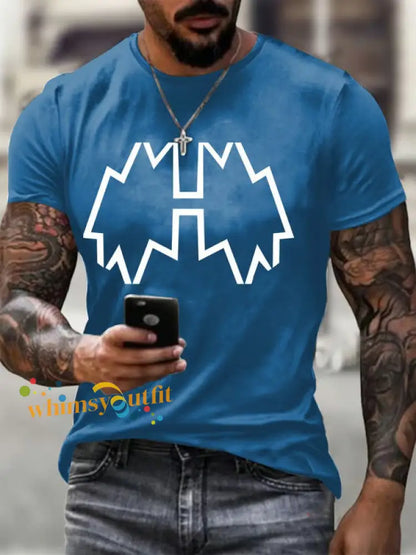 Men’s Rock Music Print short-sleeved T-shirt Blue / S
