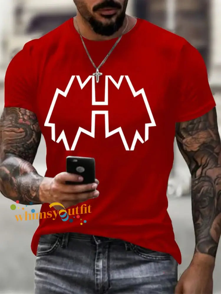 Men’s Rock Music Print short-sleeved T-shirt Red / S