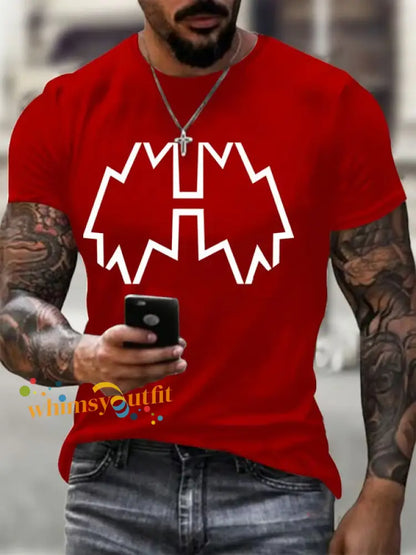Men’s Rock Music Print short-sleeved T-shirt Red / S