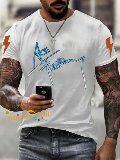 Men’s Rock Music Print short-sleeved T-shirt White / S