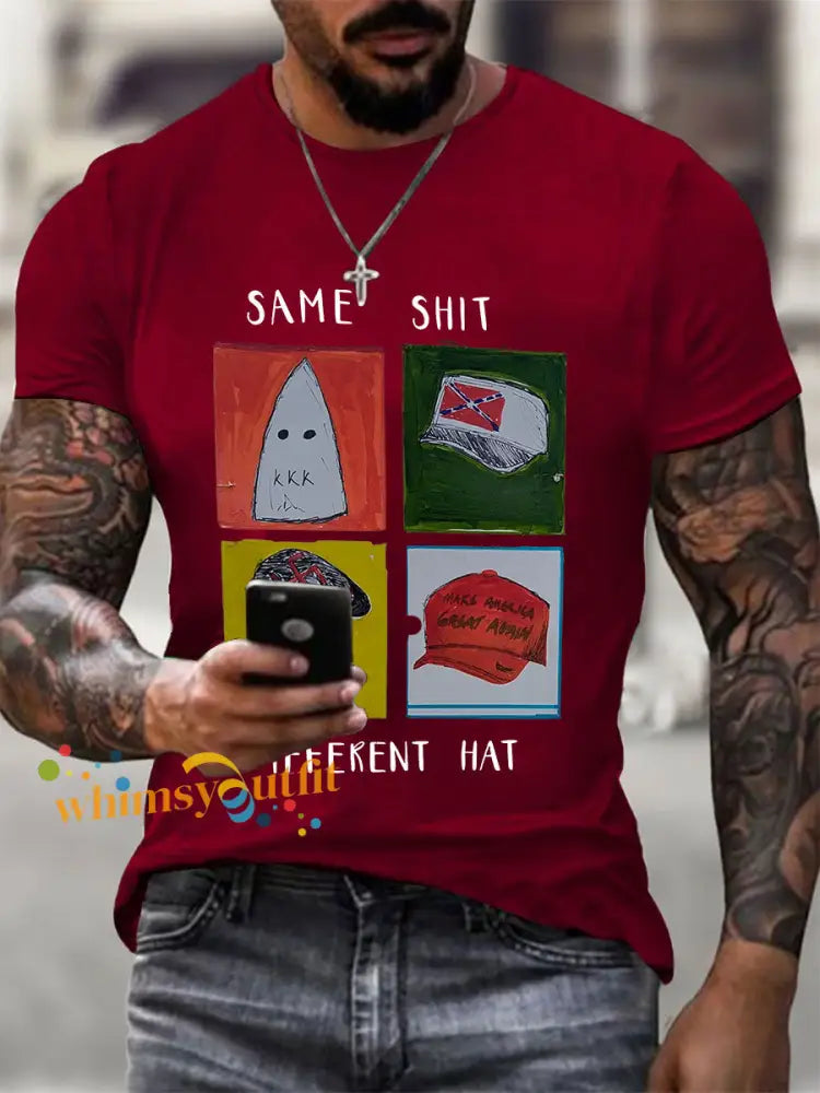 Men’s Same Shit Different Hat Printed Casual T-shirt Deep Red / S