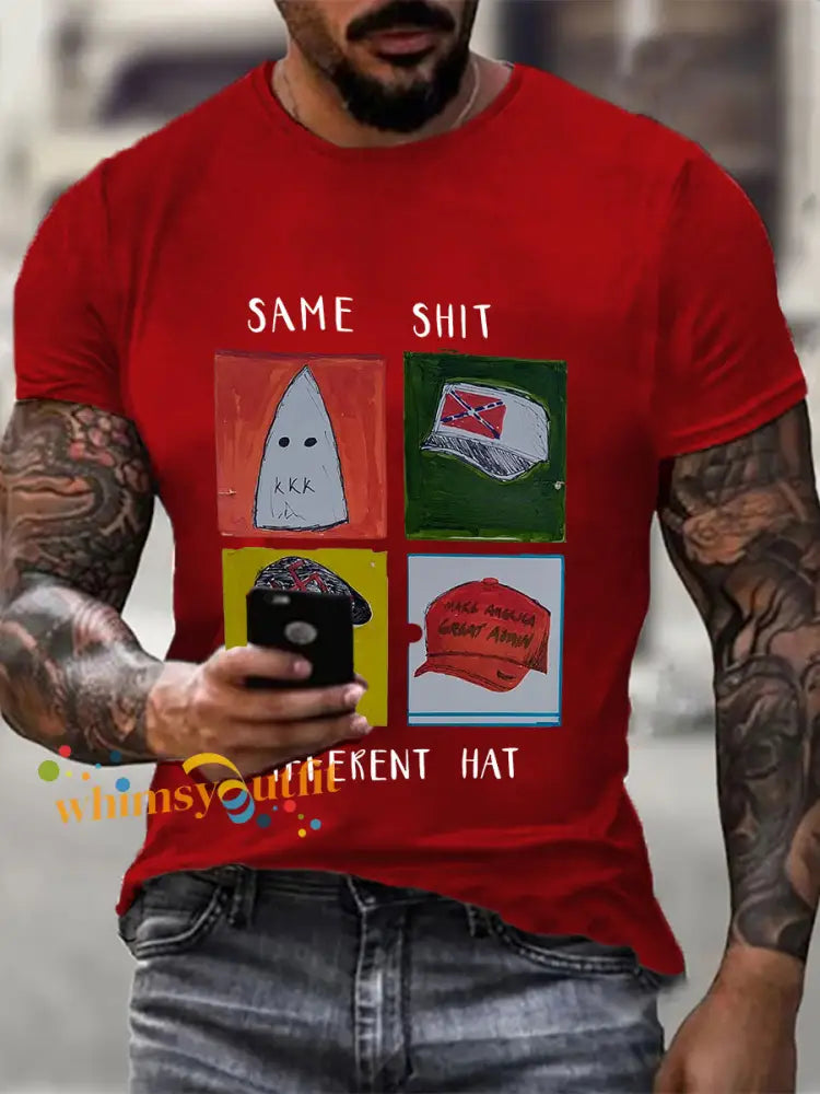 Men’s Same Shit Different Hat Printed Casual T-shirt Pure Red / S