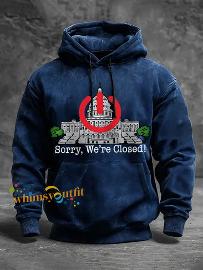 Men’s Sorry We’re Closed’ hoodies Navy Blue / S
