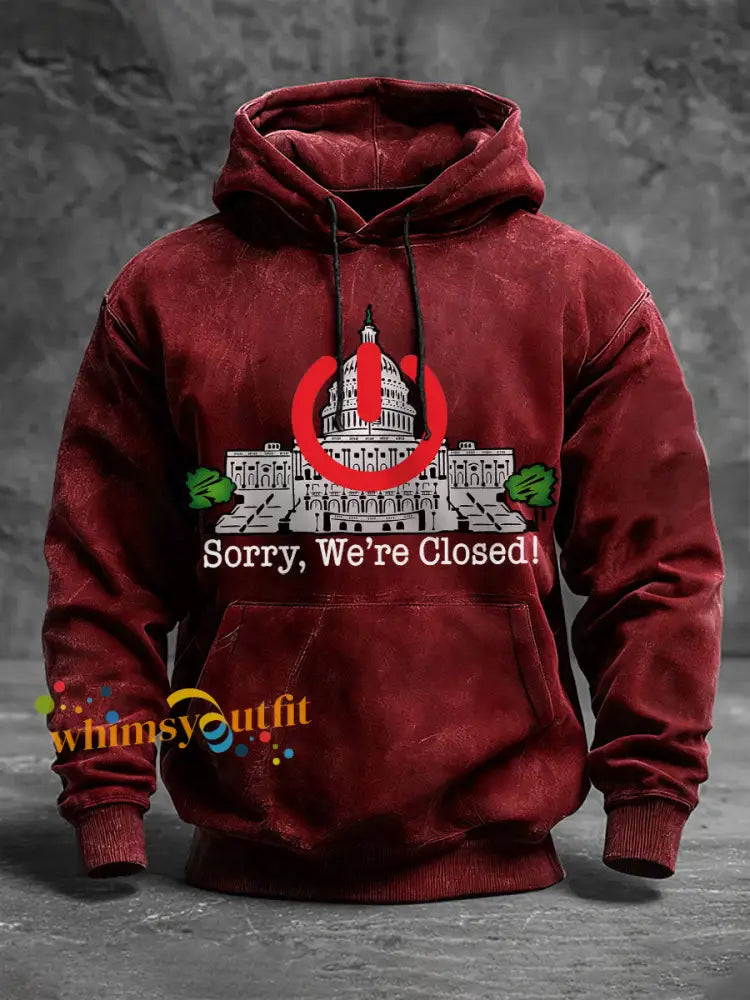 Men’s Sorry We’re Closed’ hoodies Wine Red / S
