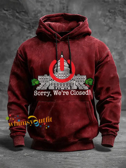 Men’s Sorry We’re Closed’ hoodies Wine Red / S