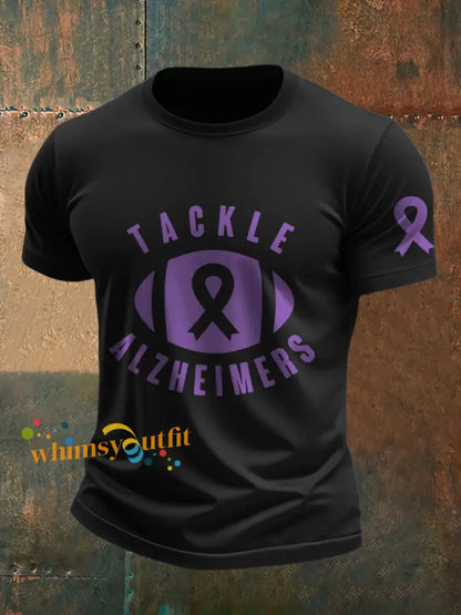 Men’s Tackle Alzheimer’s Print T Shirt Black / S