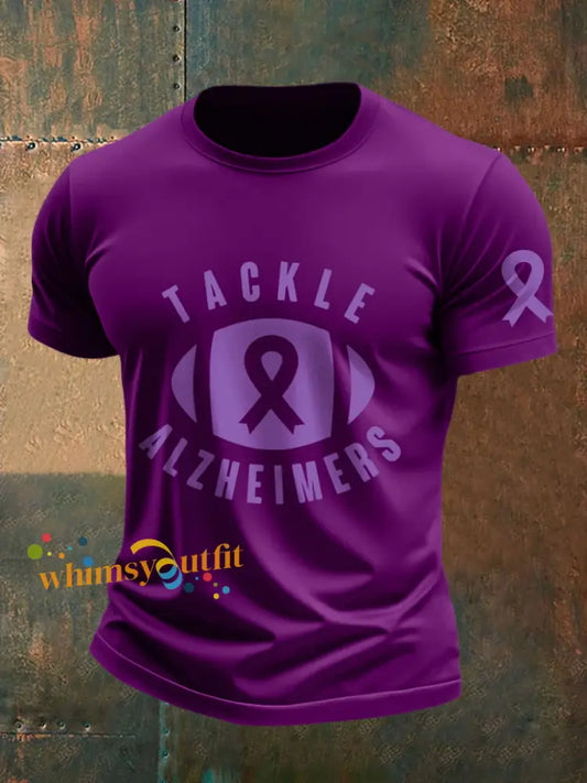Men’s Tackle Alzheimer’s Print T Shirt Deep Purple / S