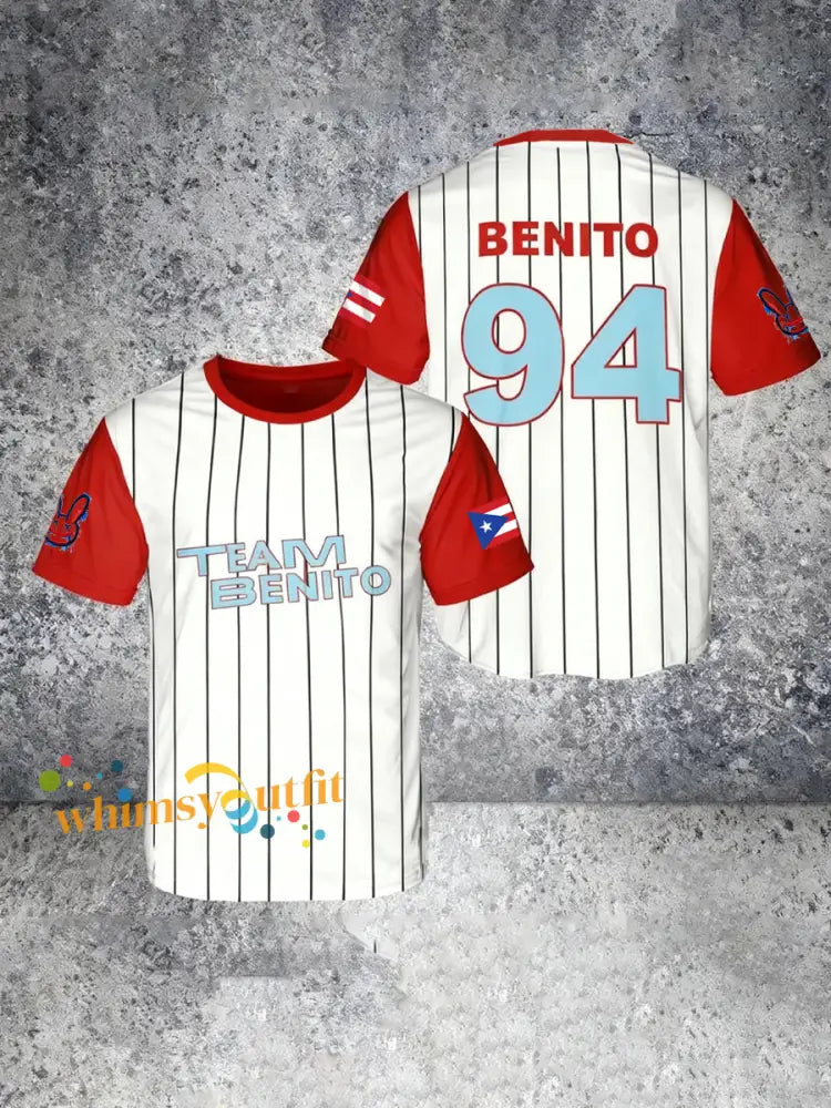 Men’s Team Benito Baseball Jersey Halfbowl Fan Shirt short sleeves t-shirt White / S