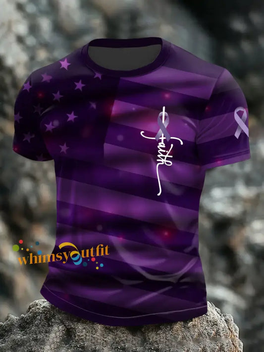 Men’s Testicular Cancer Flag Faith T Shirts Purple / S