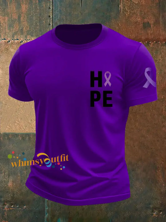 Men’s Testicular Cancer Printed Vintage Fashion Loose Short Sleeve T Shirt Purple / S