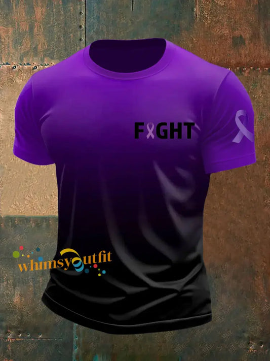 Men’s Testicular Cancer Printed Vintage Fashion Loose Short Sleeve T Shirt Purple / S