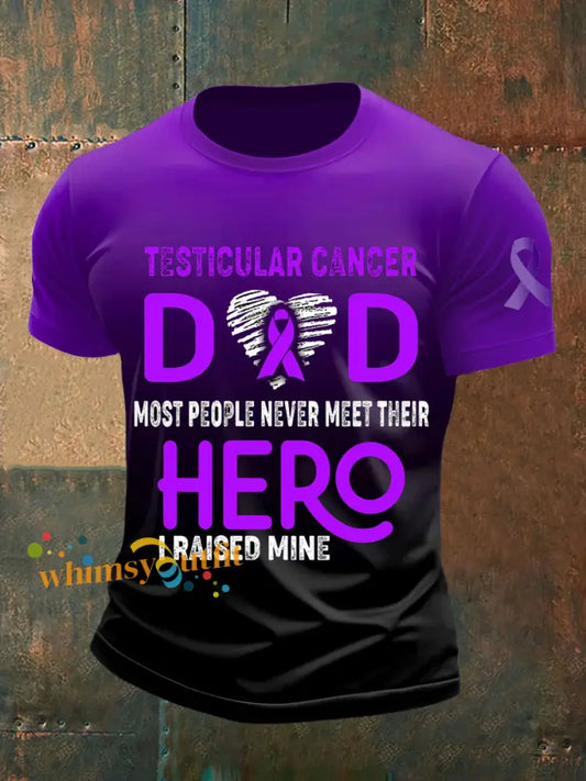 Men’s Testicular Cancer Printed Vintage Fashion Loose Short Sleeve T Shirt Purple / S