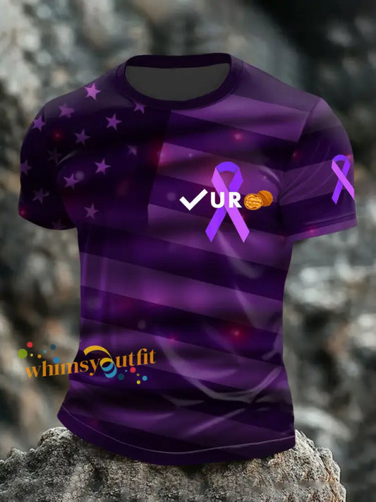 Men’s Testicular Cancer Publicity Flag T Shirts Purple / S