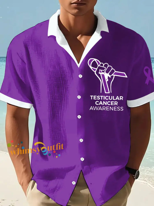 Men’s Testicularl cancer awareness shirts Purple / S