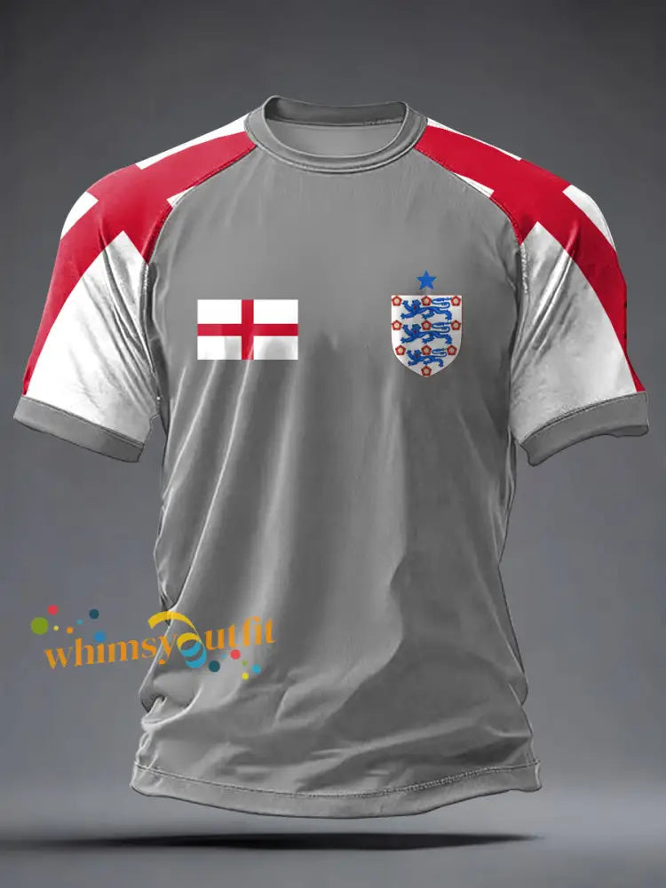 Men’s UK Football Lover England 2026 Printed short sleeve t-shirt Gray / S