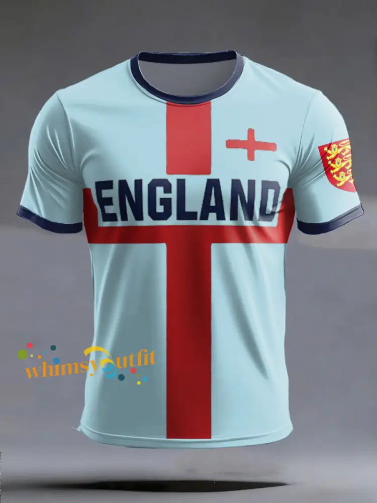Men’s UK Football Lover England 2026 Printed short sleeves t-shirt Light Blue / S