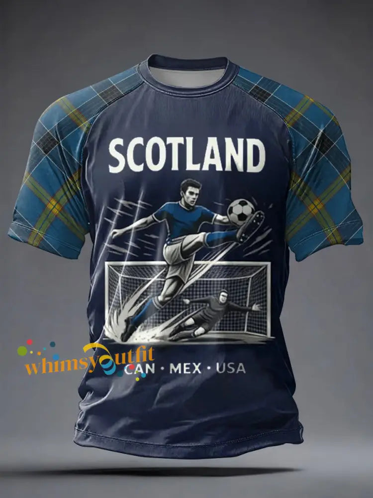 Men’s UK Football Lover Scotland Printed short sleeve t-shirt Navy Blue / S