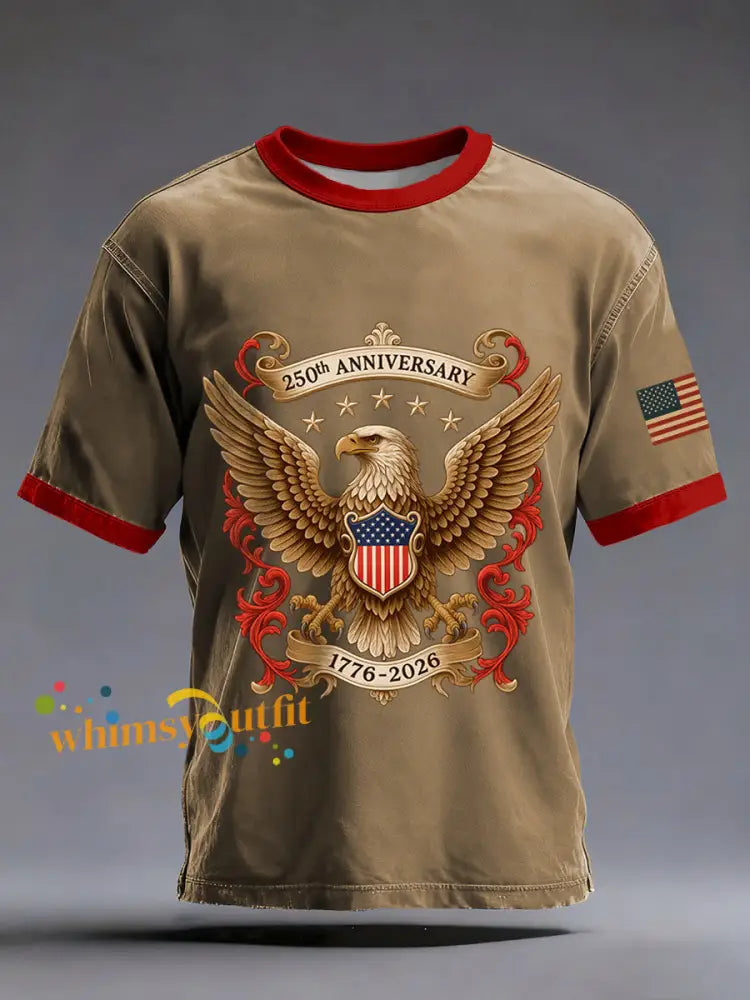 Men’s USA 250th Anniversary Print T-Shirt Brown / S