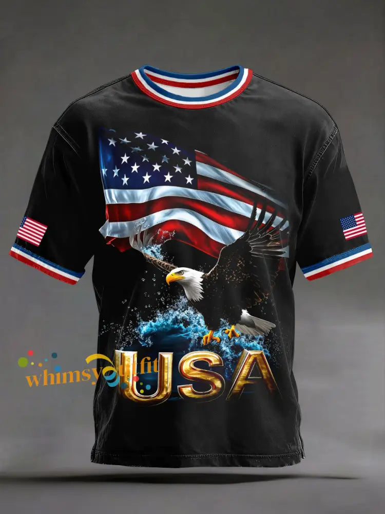 Men’s USA Flag T-Shirts Black / S