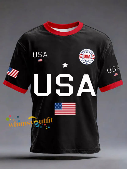 Men’s USA Flag T-Shirts Black / S