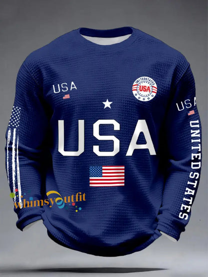 Men’s USA Flag Waffle T-Shirts Blue / S