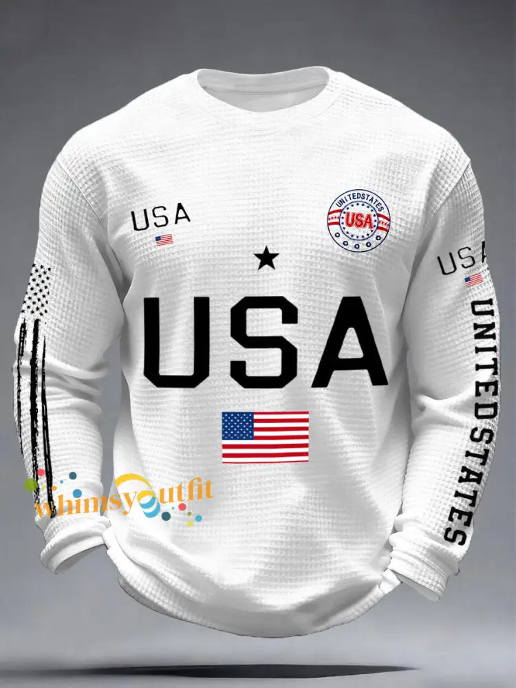 Men’s USA Flag Waffle T-Shirts White / S