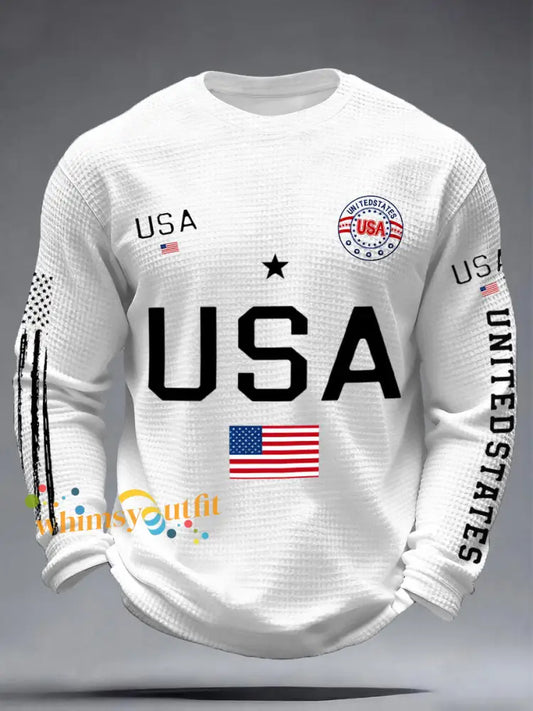 Men’s USA Flag Waffle T-Shirts White / S