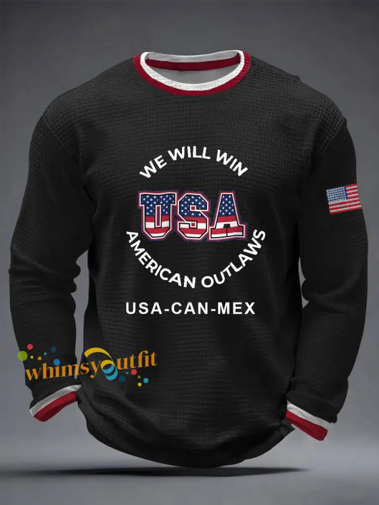 Men’s USA Soccer Waffle Long Sleeve T-Shirt Black / S