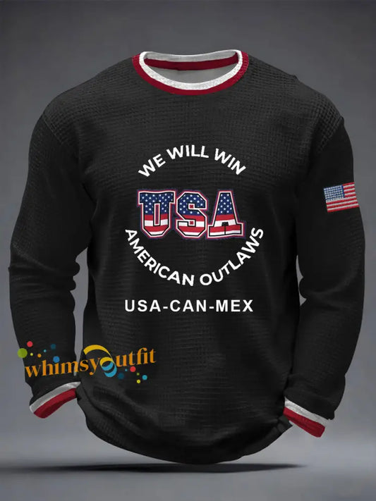 Men’s USA Soccer Waffle Long Sleeve T-Shirt Black / S