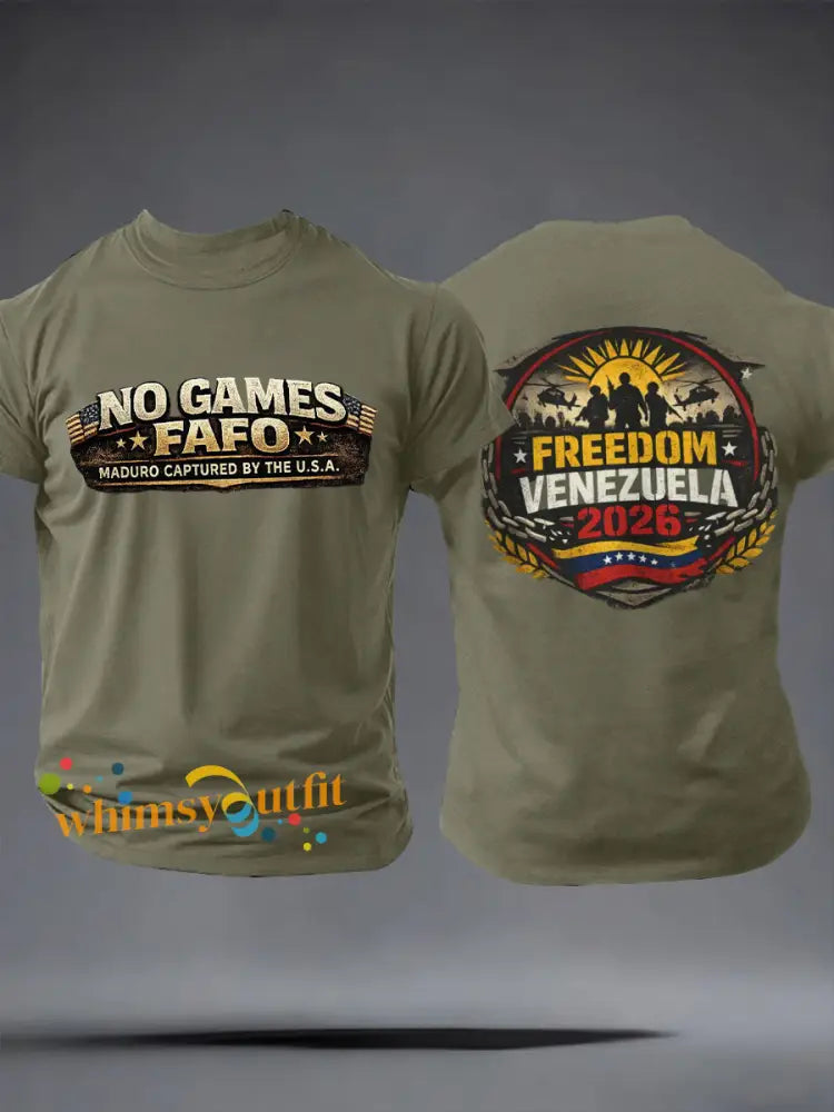 Men’s Venezuela No Games FAFO Print T-shirt Army Green / S