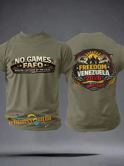 Men’s Venezuela No Games FAFO Print T-shirt Army Green / S